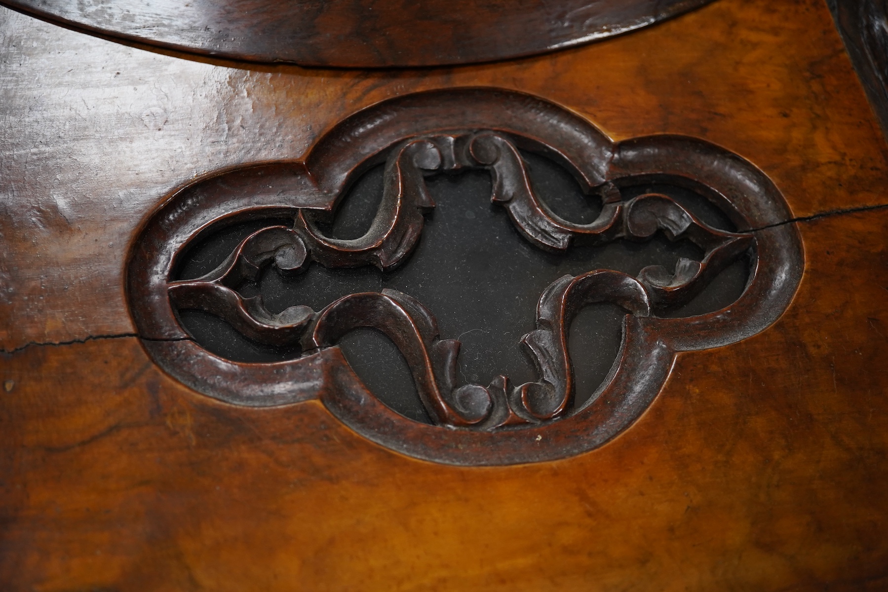 A 19th century walnut drop dial wall clock to key, 83cm high